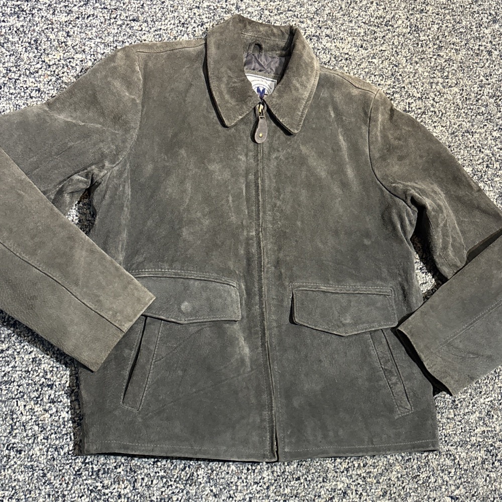 VTG 90 Y2K American Classics JLC Adventure Wing 100% Leather Grey Suede Jacket S